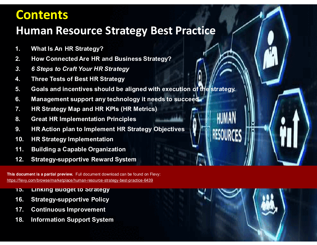This is a partial preview of Human Resource Strategy Best Practice (43-slide PowerPoint presentation (PPTX)). Full document is 43 slides. 