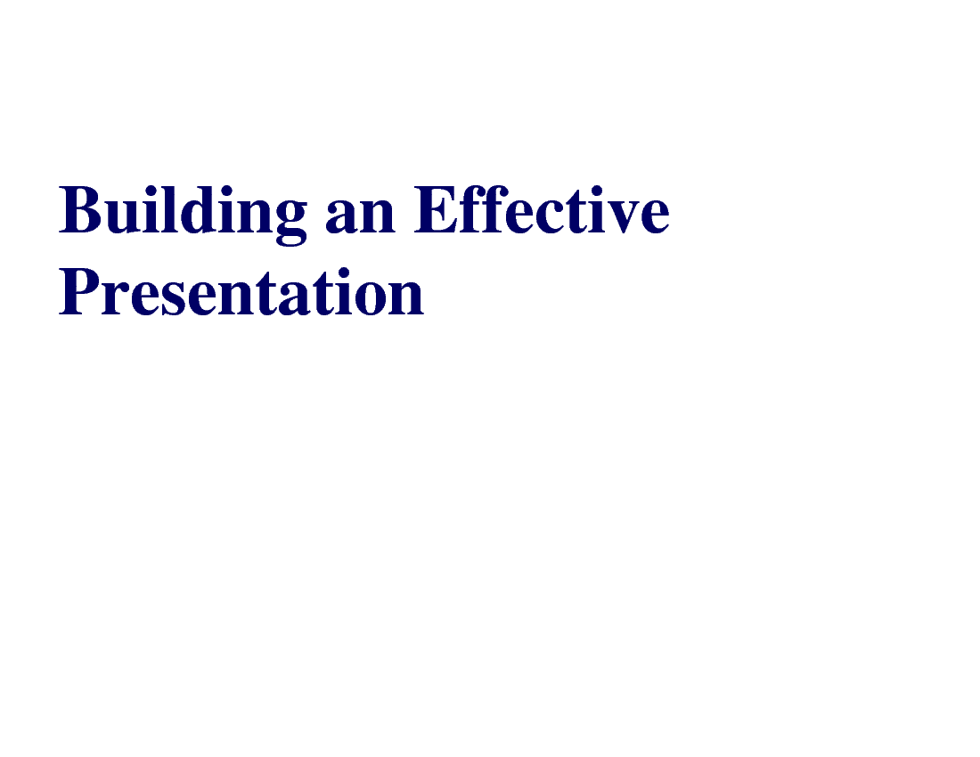 Building Effective Presentations