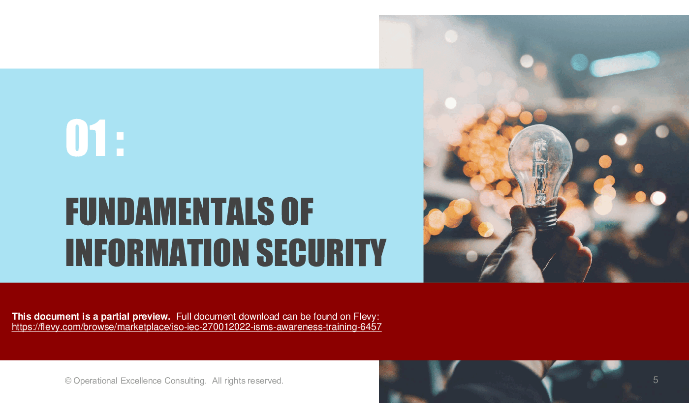 This is a partial preview of ISO/IEC 27001:2022 (ISMS) Awareness Training (77-slide PowerPoint presentation (PPTX)). Full document is 77 slides. 