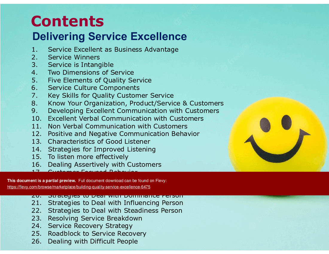 This is a partial preview of Building Quality Service Excellence (60-slide PowerPoint presentation (PPTX)). Full document is 60 slides. 