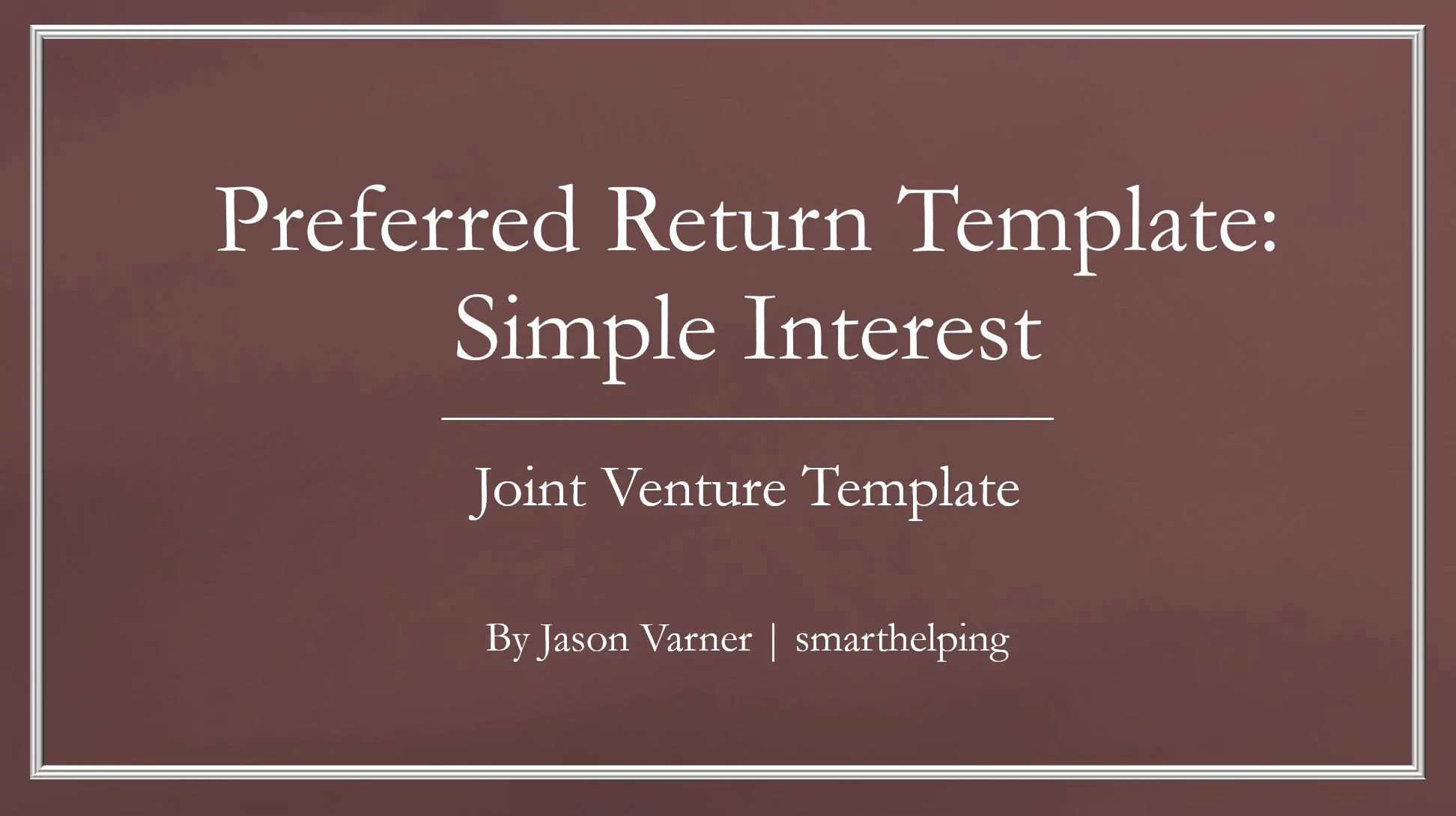 Preferred Return Template: Non-Compounding with Three Hurdle Rates