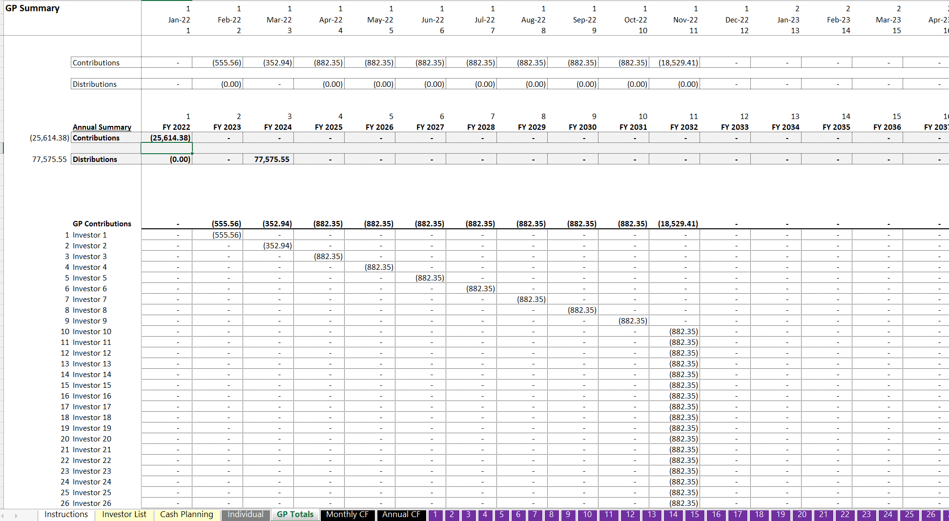 This is a partial preview of 30-Member Preferred Return Fund Tracking Spreadsheet (Excel workbook (XLSX)). 
