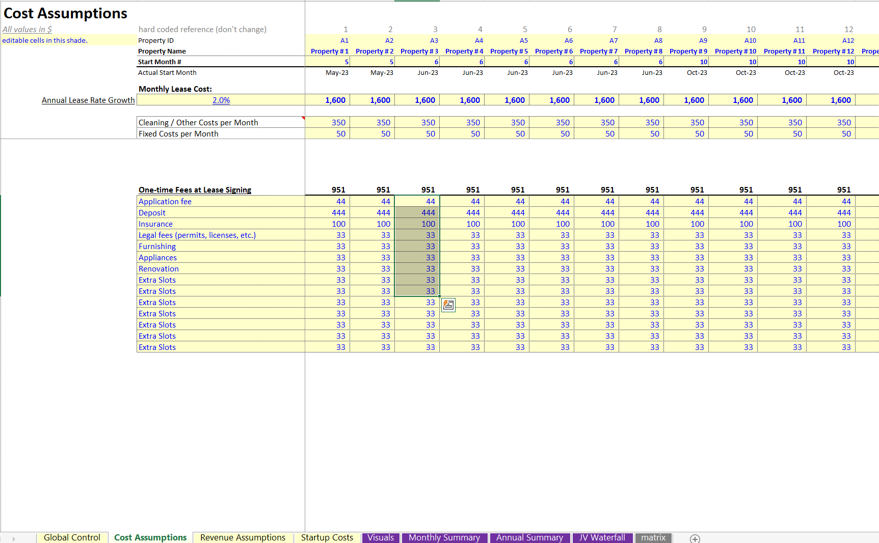 This is a partial preview of Airbnb Arbitrage Financial Model: Up to 100 Properties (Excel workbook (XLSX)). 