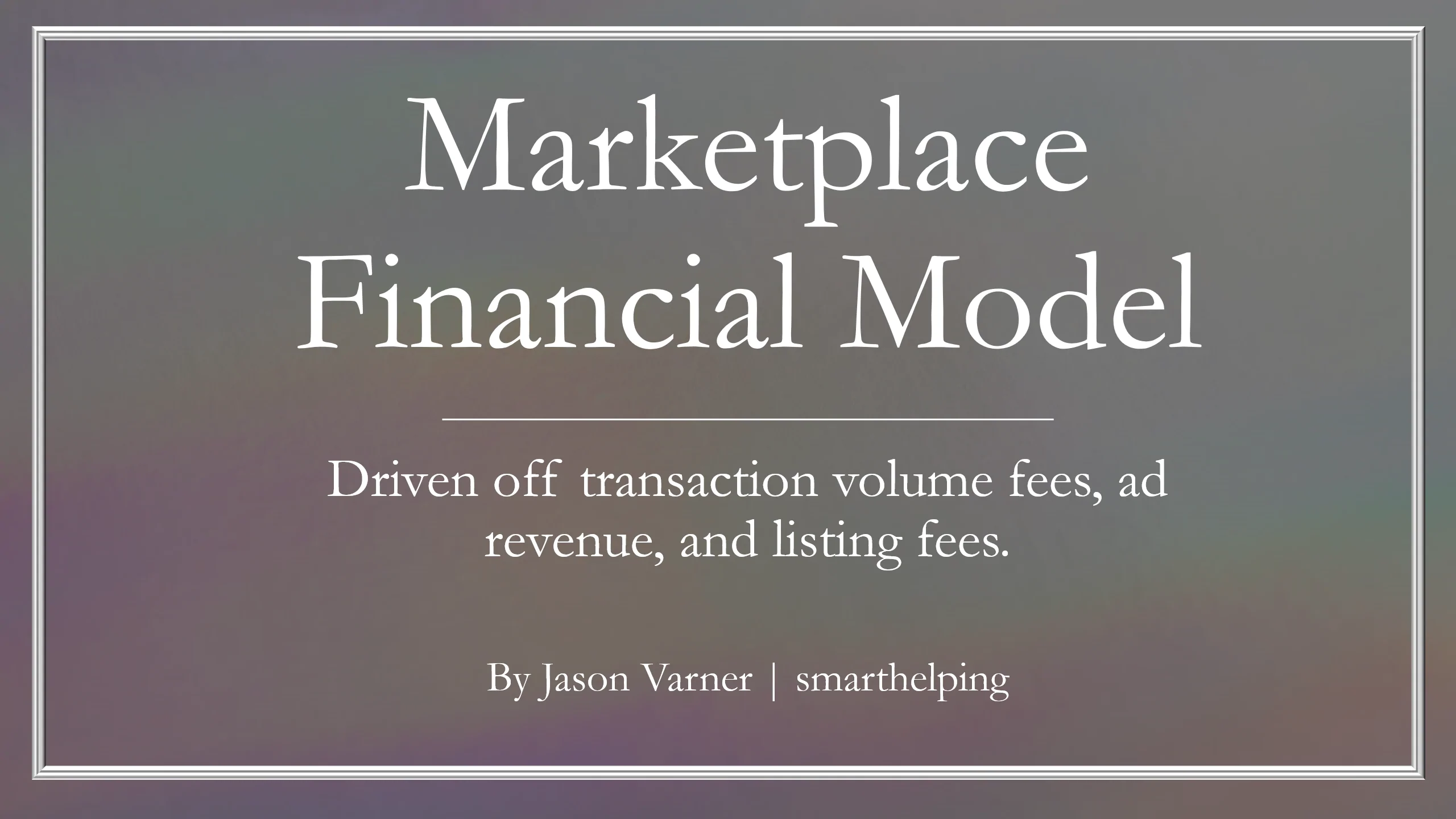 2-Sided Listing Marketplace Financial Model (Excel workbook (XLSX)) Preview Image