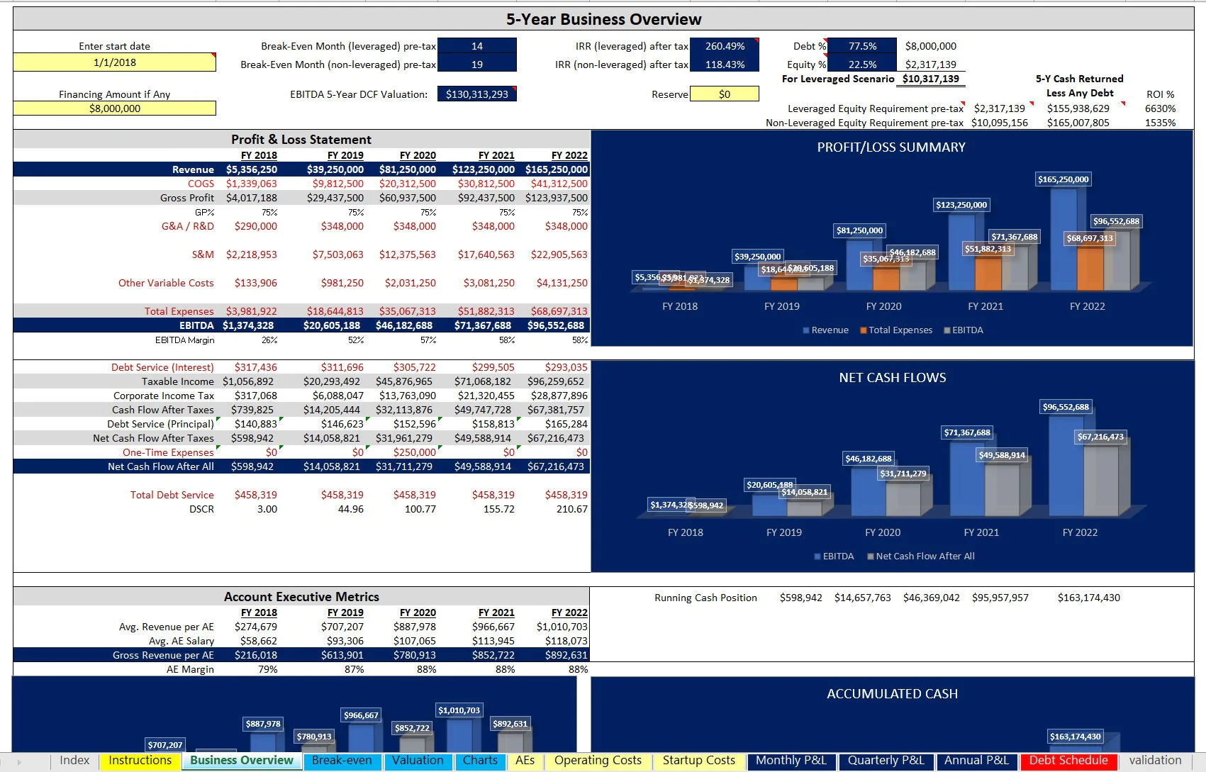 This is a partial preview of Account Executive Performance Driven Financial Model (Excel workbook (XLSX)). 