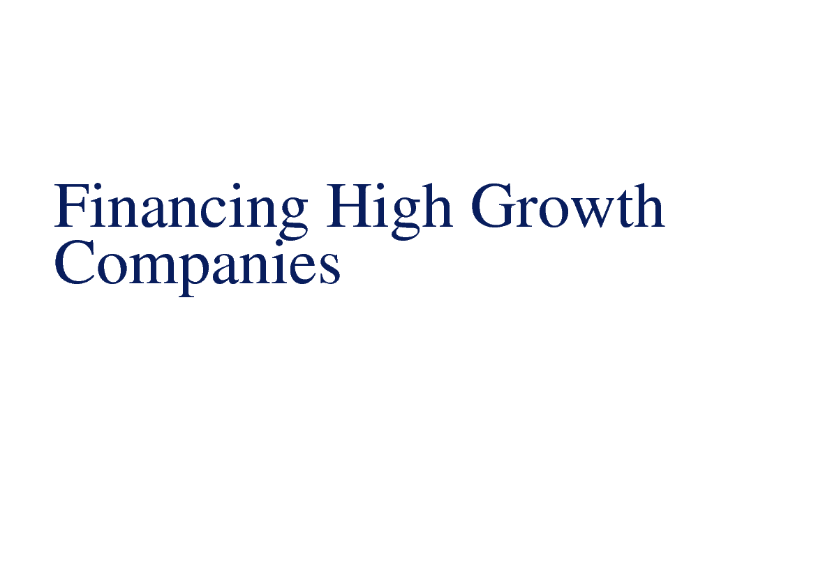 Financing High Growth Companies