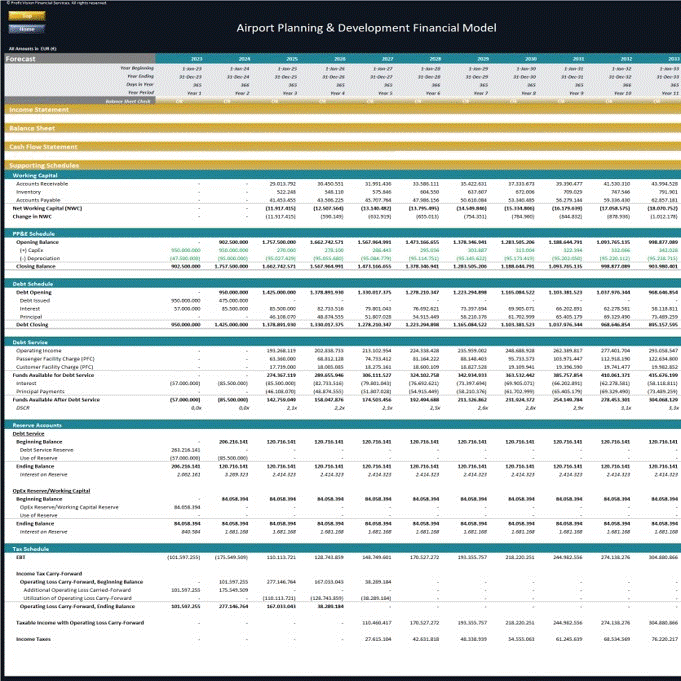 Airport Financial Model (Development, Operation & Valuation) (Excel template (XLSX)) Preview Image
