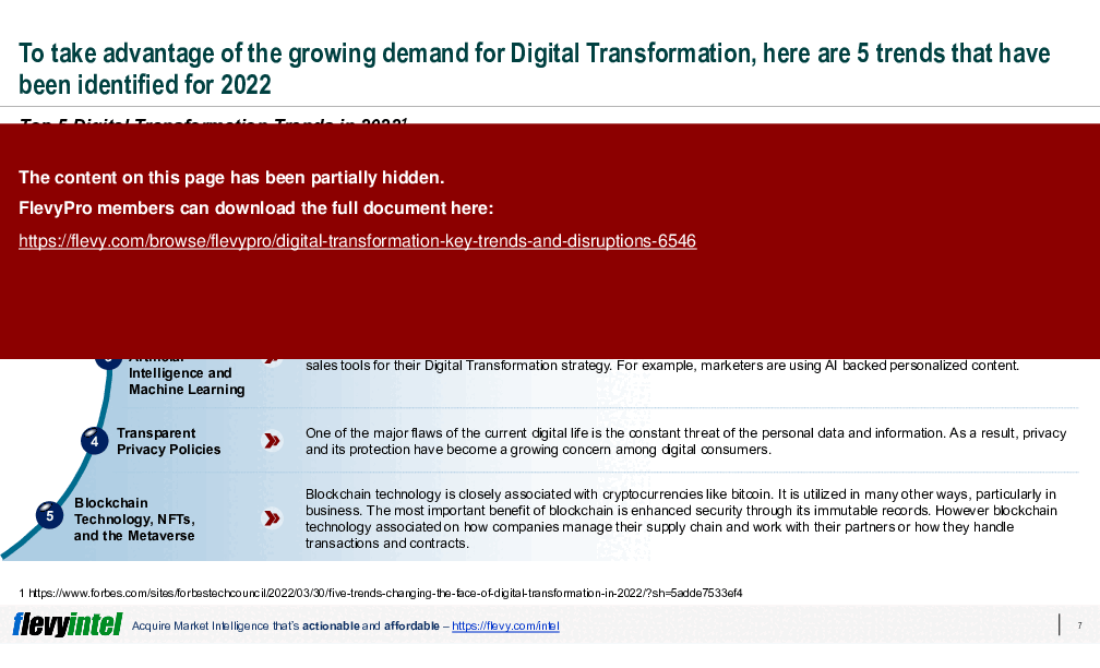 This is a partial preview of Digital Transformation: Key Trends & Disruptions (20-slide PowerPoint presentation (PPTX)). Full document is 20 slides. 