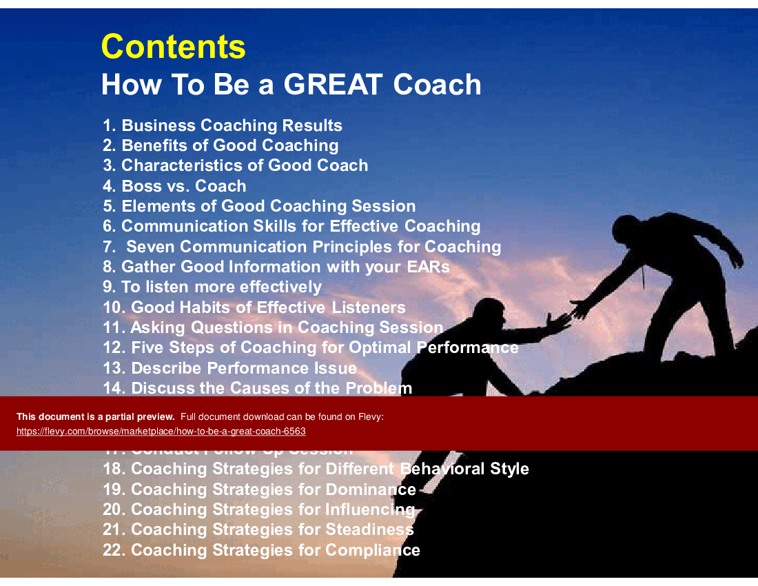 This is a partial preview of How to Be a Great Coach (60-slide PowerPoint presentation (PPTX)). Full document is 60 slides. 