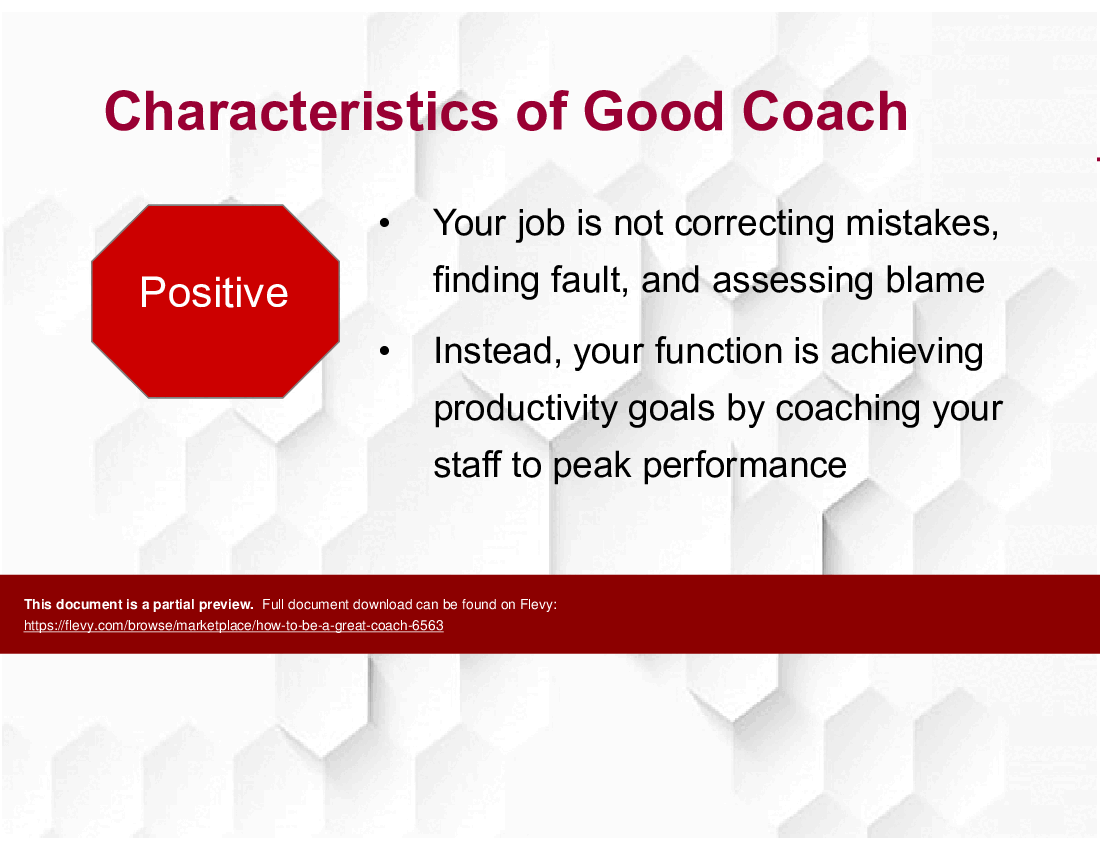 This is a partial preview of How to Be a Great Coach (60-slide PowerPoint presentation (PPTX)). Full document is 60 slides. 