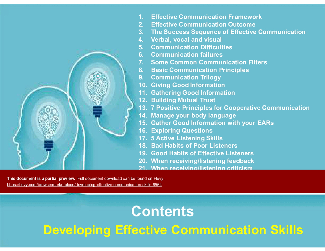 Developing Effective Communication Skills (44-slide PPT PowerPoint presentation (PPTX)) Preview Image