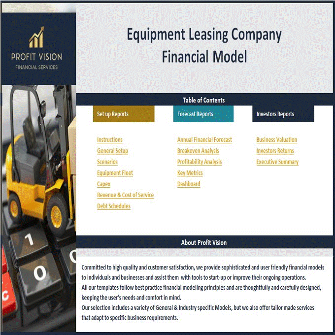 This is a partial preview of Equipment Leasing Company Financial Model (Excel workbook (XLSX)). 