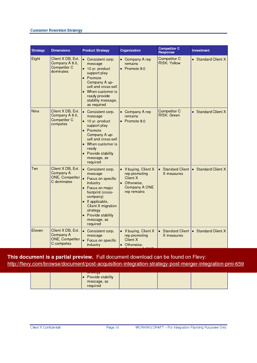 Post Acquisition Integration Strategy (Post Merger Integration - PMI) (79-page PDF document) Preview Image