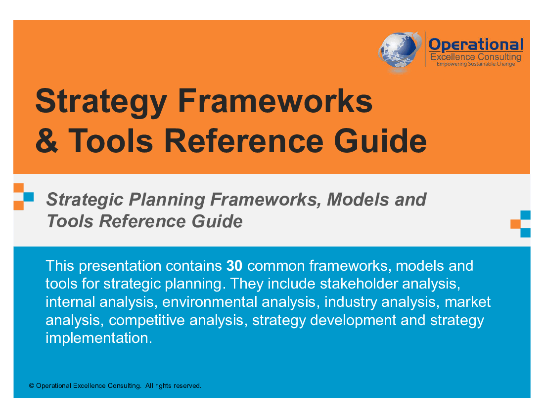 This is a partial preview of Strategy Frameworks & Tools Reference Guide (353-slide PowerPoint presentation (PPTX)). Full document is 353 slides. 