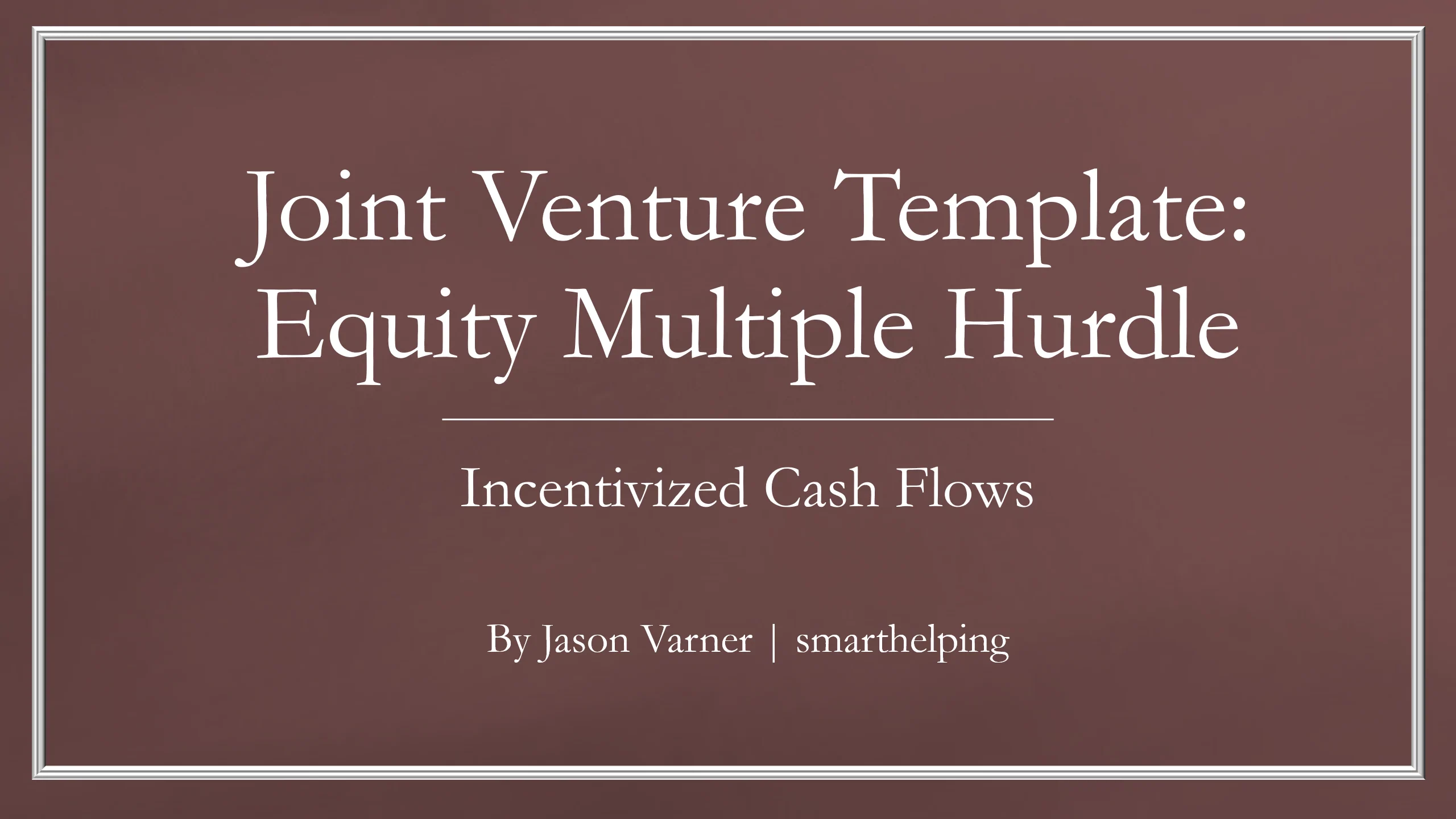 Cash Flow Waterfall: Equity Multiple Hurdle (Excel template (XLSX)) Preview Image