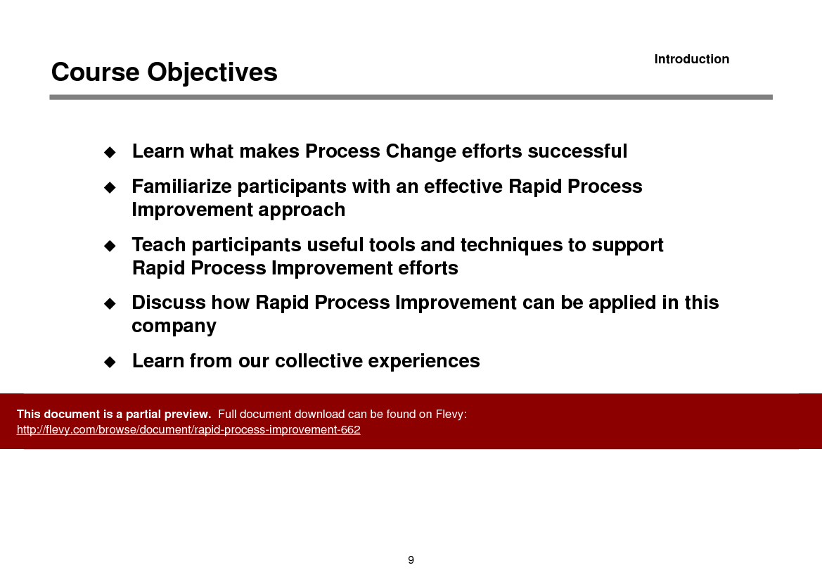 This is a partial preview of Rapid Process Improvement (128-page PDF document). Full document is 128 pages. 