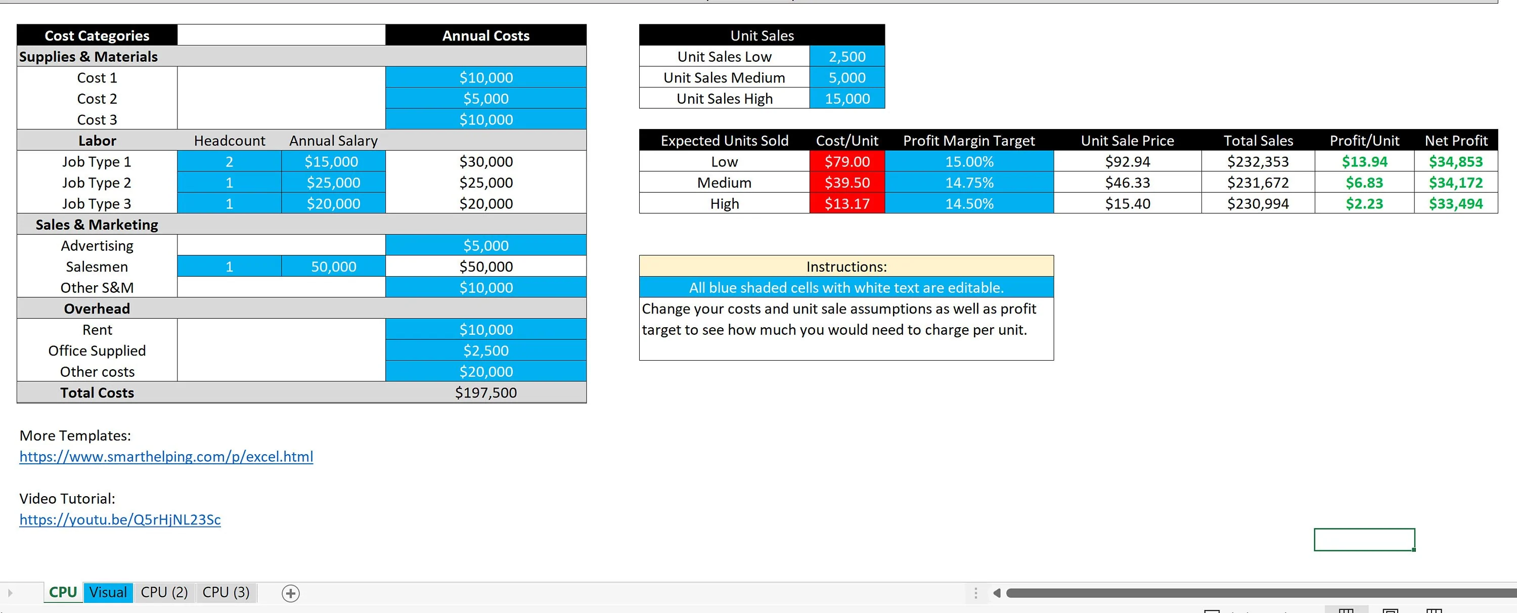 This is a partial preview of Profit Margin Targeting Calculator (Excel workbook (XLSX)). 
