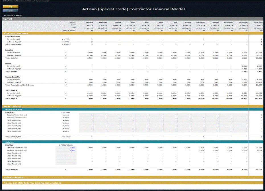 This is a partial preview of Artisan Contractor Business – 5 Year Financial Model (Excel workbook (XLSX)). 