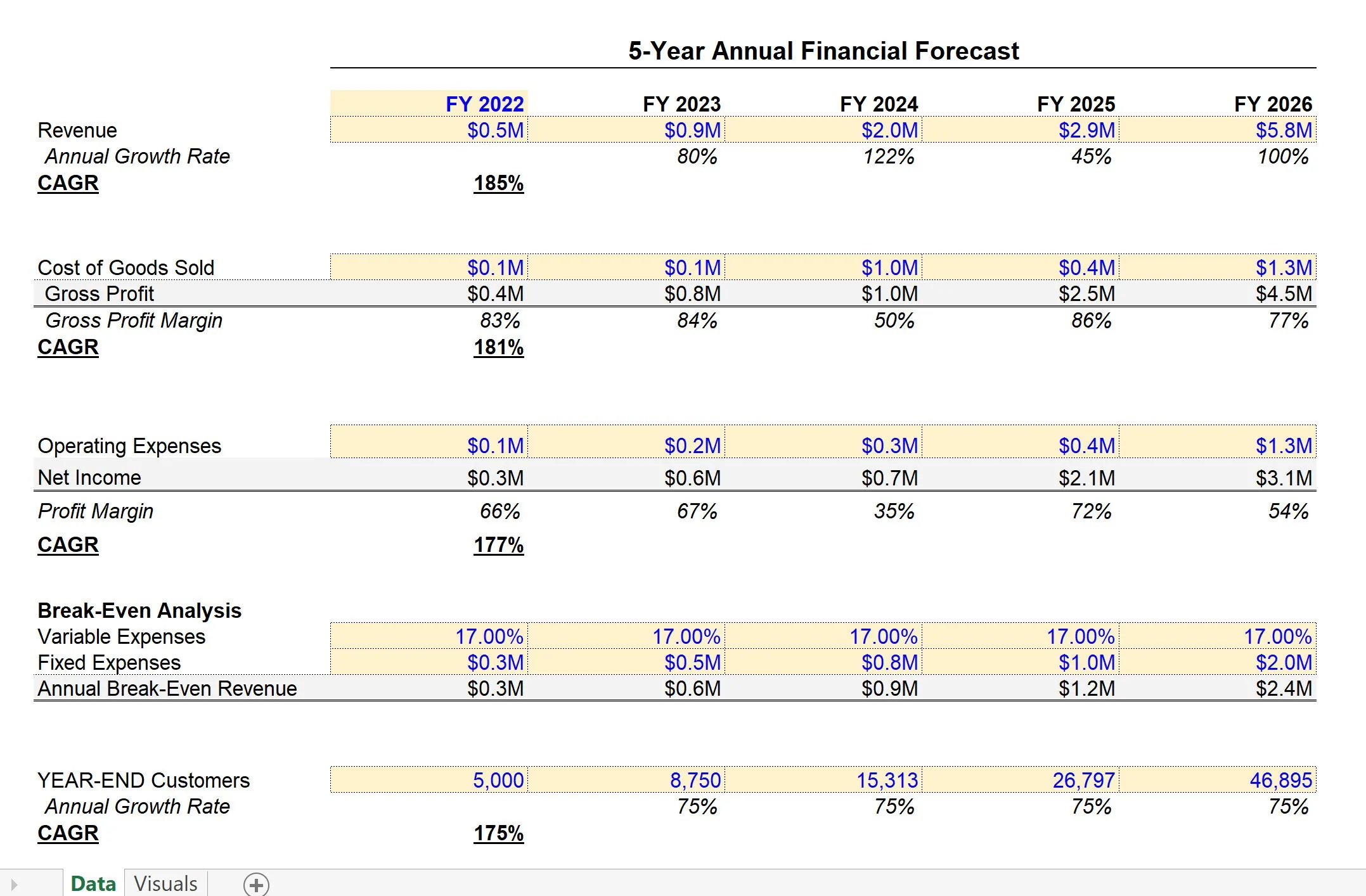 This is a partial preview of Pitch Deck Financial Visualizations Template (Excel workbook (XLSX)). 