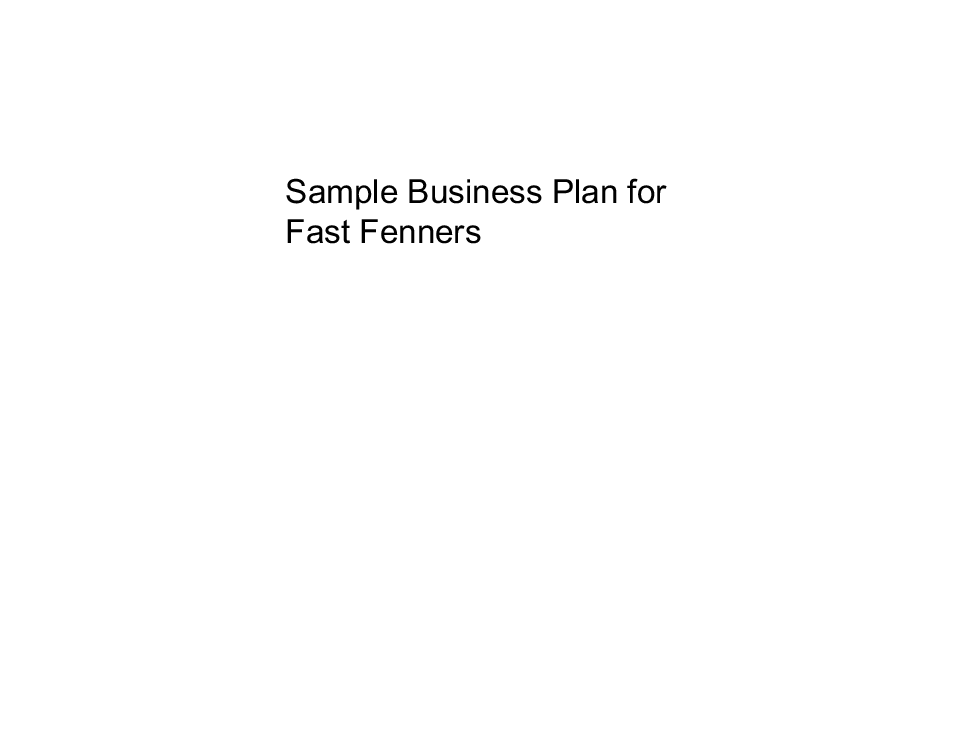 Sample Business Plan