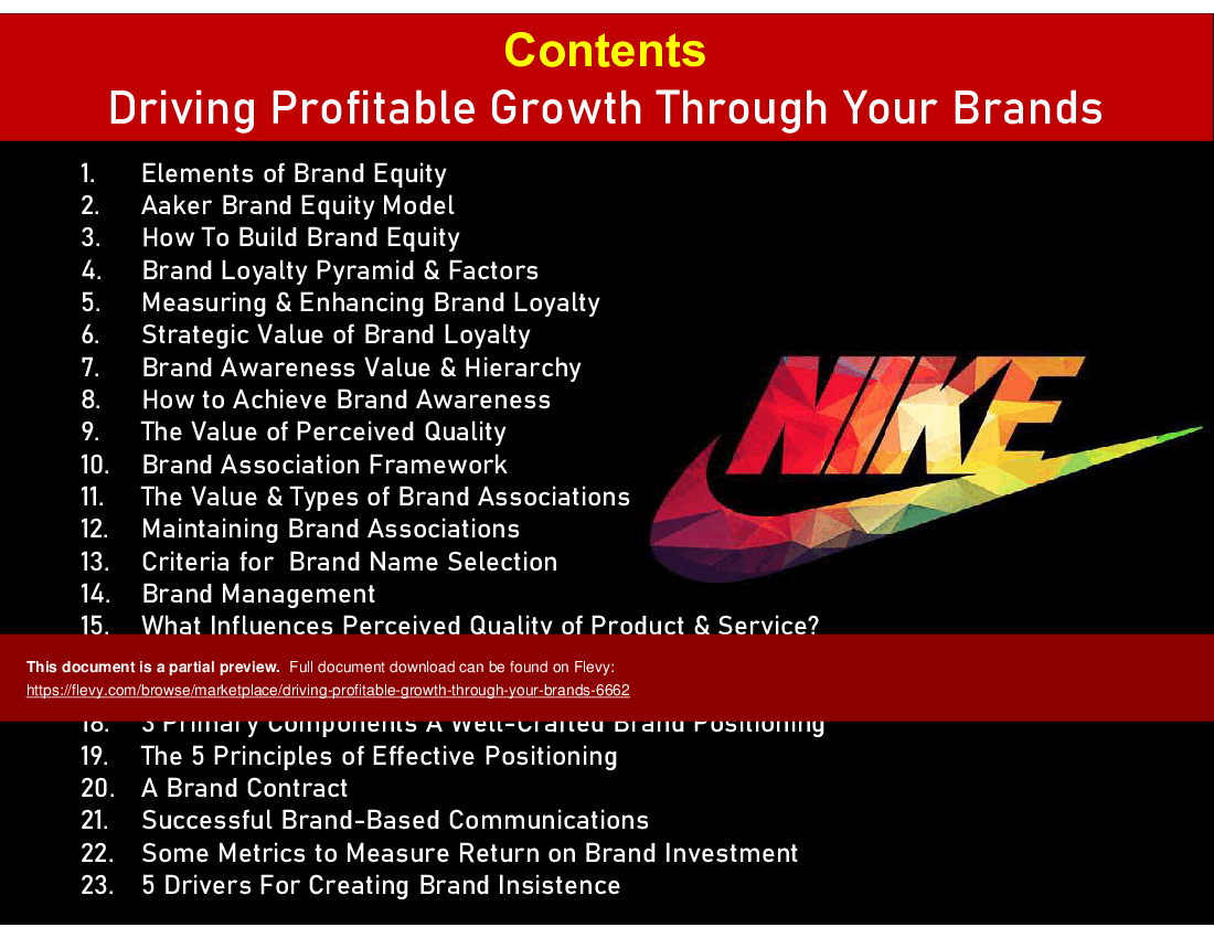 This is a partial preview of Driving Profitable Growth through Your Brands (51-slide PowerPoint presentation (PPTX)). Full document is 51 slides. 