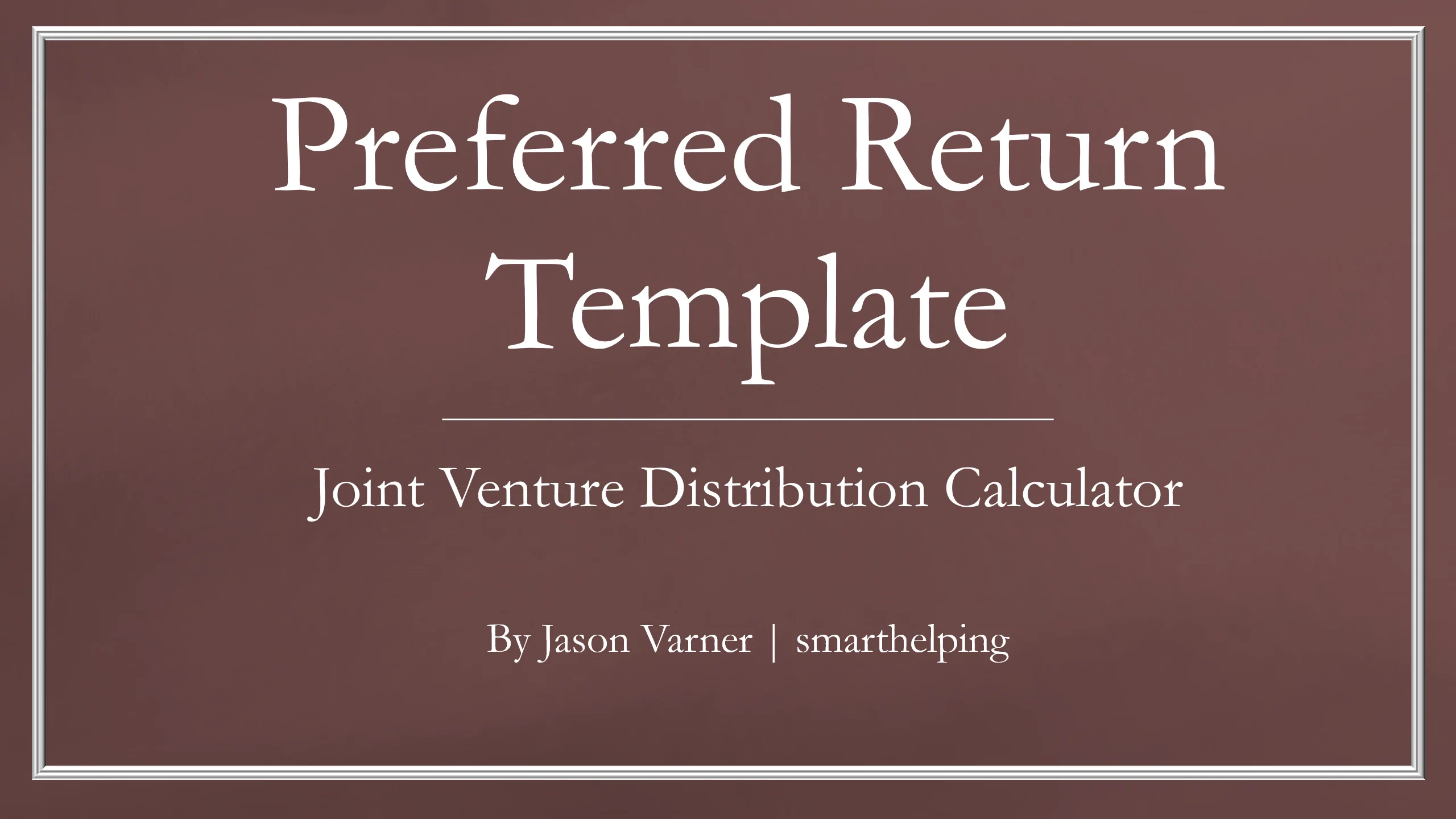 Preferred Return Model: 10 Year (Excel template (XLSX)) Preview Image