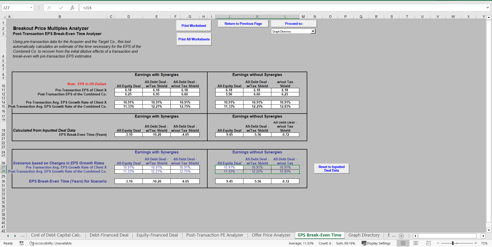 Mergers & Acquisitions Price Multiple Analyzer (Excel template (XLS)) Preview Image