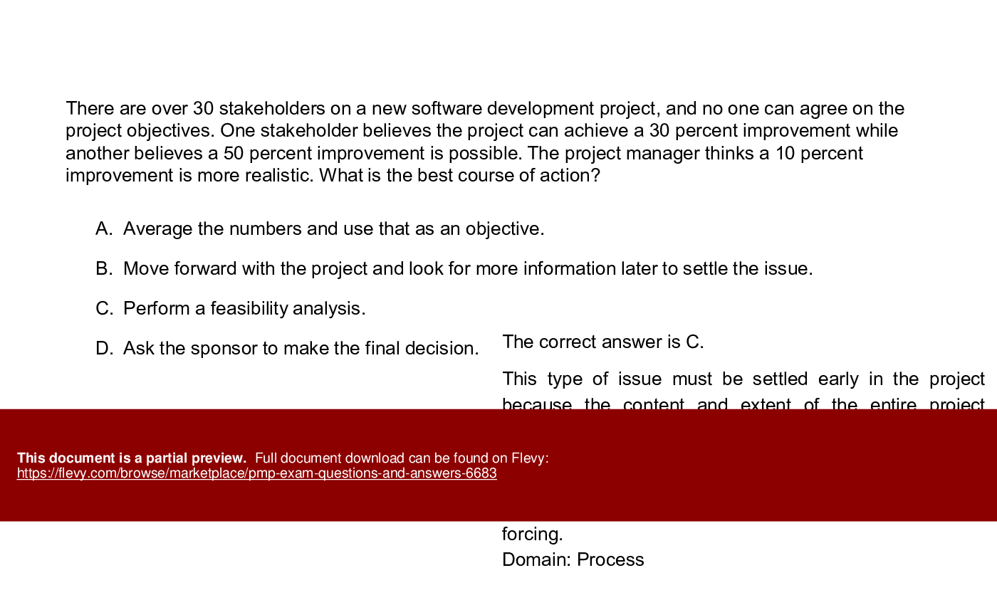 This is a partial preview of PMP Exam Questions and Answers (197-slide PowerPoint presentation (PPTX)). Full document is 197 slides. 