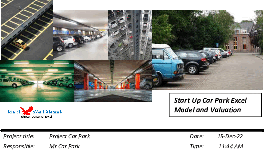 Start Up Car Park Excel Model and Valuation (Excel template (XLSX)) Preview Image