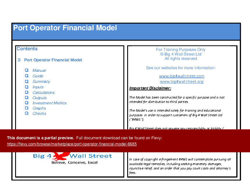 Port Operator Financial Model (Excel template (XLSX)) Preview Image