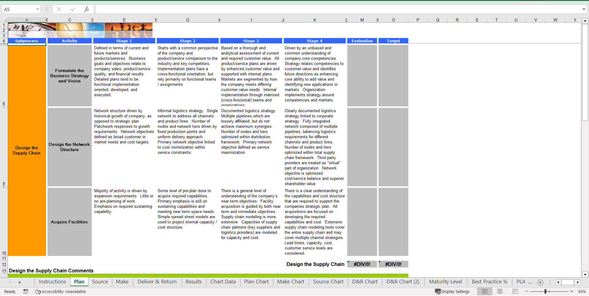 4 Stage Model Supply Chain Assessment (Excel template (XLSX)) Preview Image