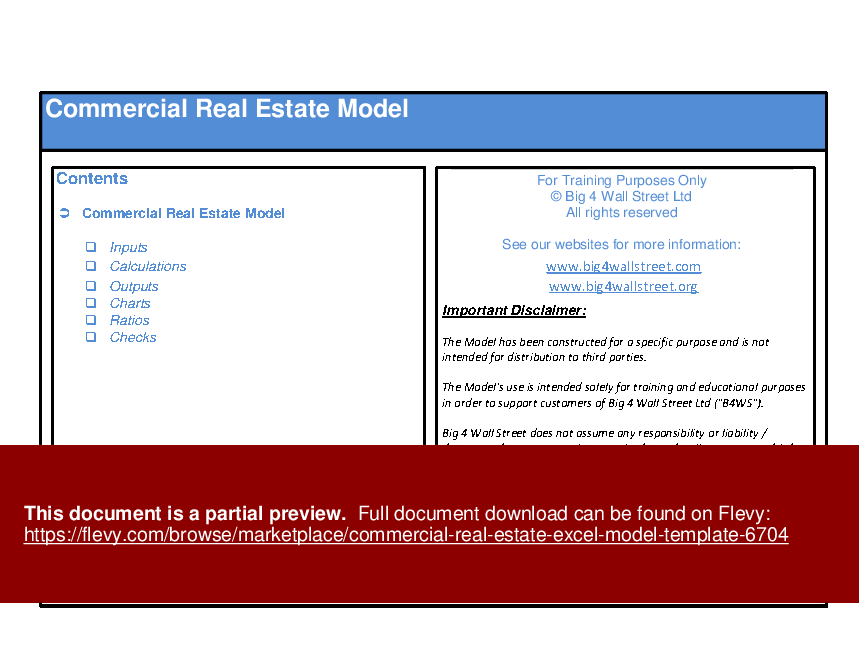 This is a partial preview of Commercial Real Estate Excel Model Template (Excel workbook (XLSM)). 