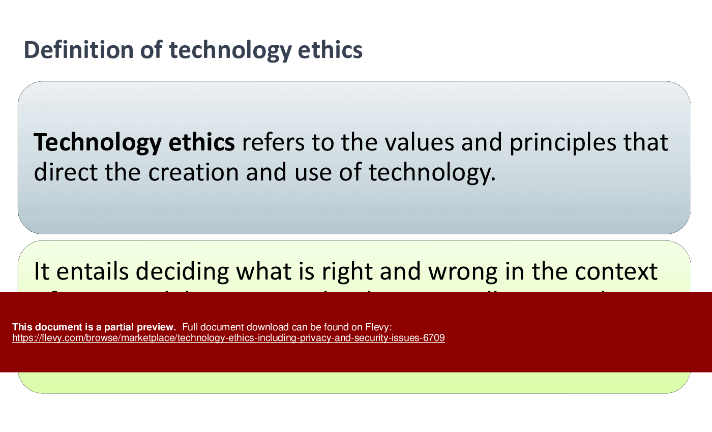 This is a partial preview of Technology Ethics (including Privacy & Security Issues) (49-slide PowerPoint presentation (PPTX)). Full document is 49 slides. 