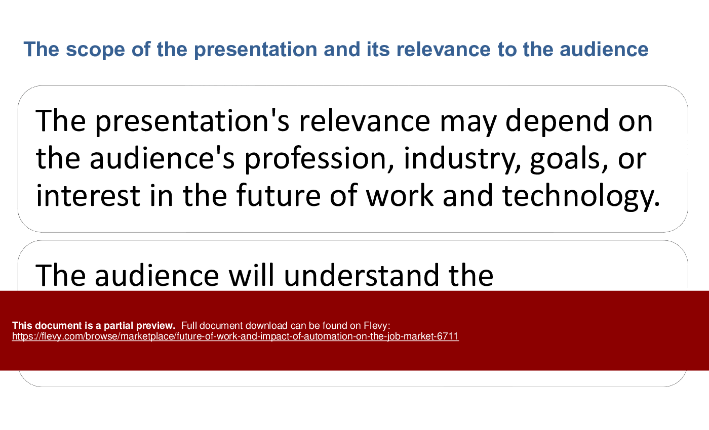 This is a partial preview of Future of Work and Impact of Automation on the Job Market (49-slide PowerPoint presentation (PPTX)). Full document is 49 slides. 