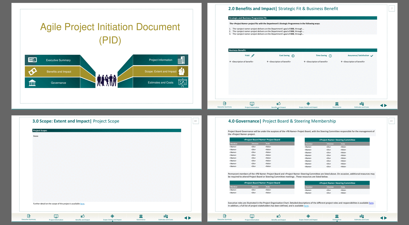 Agile Project Initiation Document (PID) - A Template (20-slide PPT PowerPoint presentation (PPTX)) Preview Image