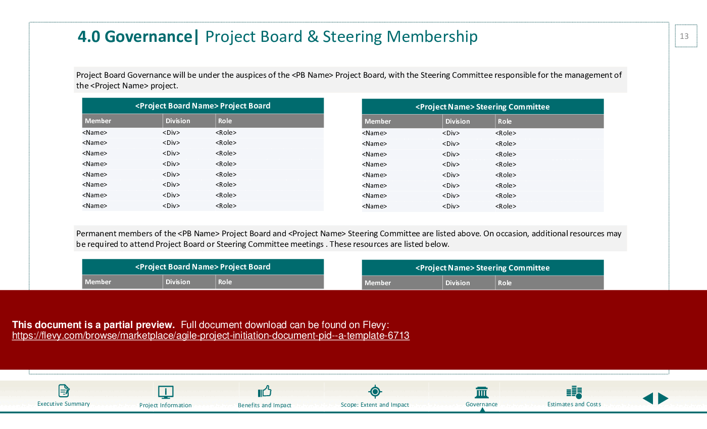 This is a partial preview of Agile Project Initiation Document (PID) - A Template (20-slide PowerPoint presentation (PPTX)). Full document is 20 slides. 