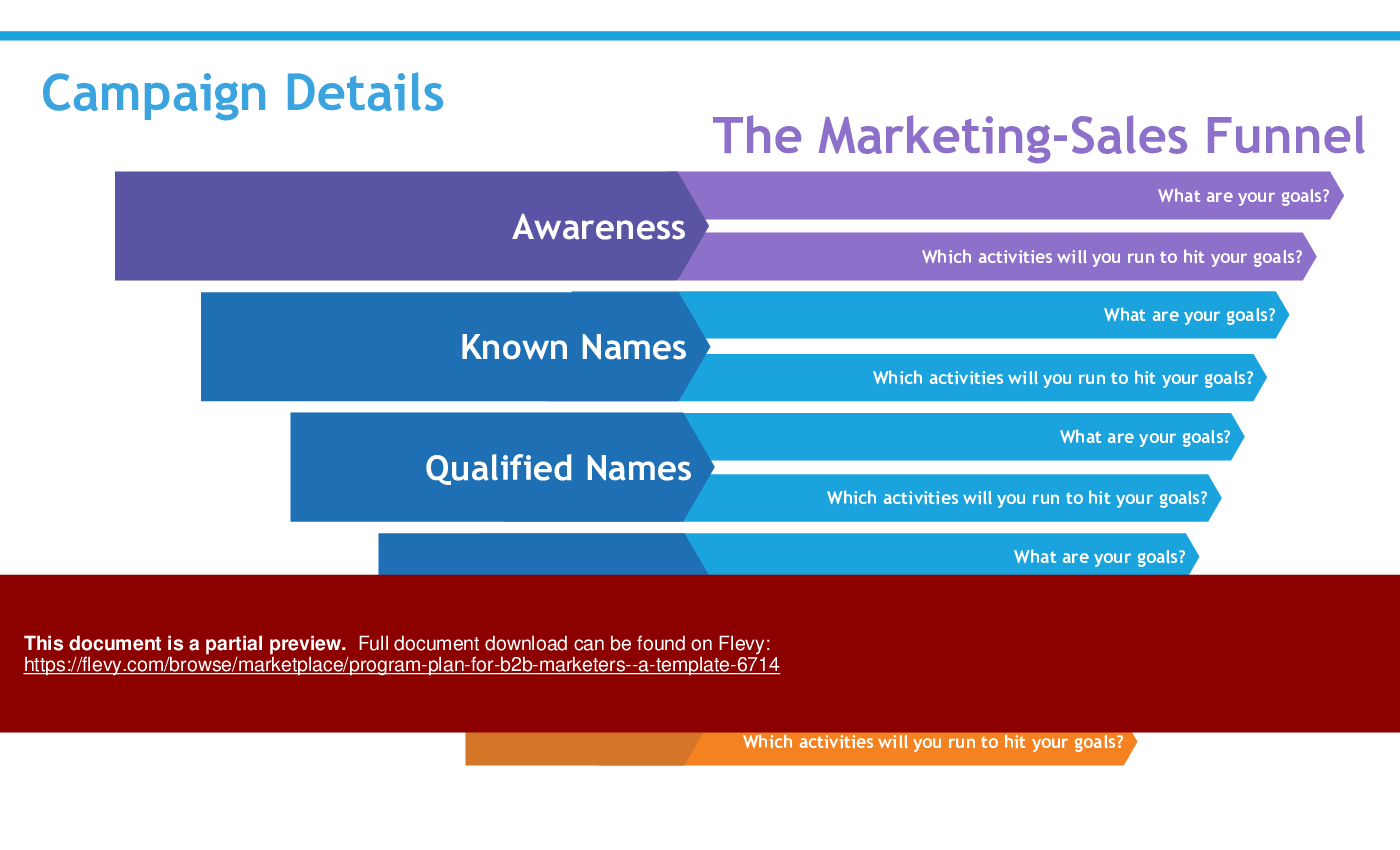 This is a partial preview of Program Plan for B2B Marketers - A Template (21-slide PowerPoint presentation (PPTX)). Full document is 21 slides. 