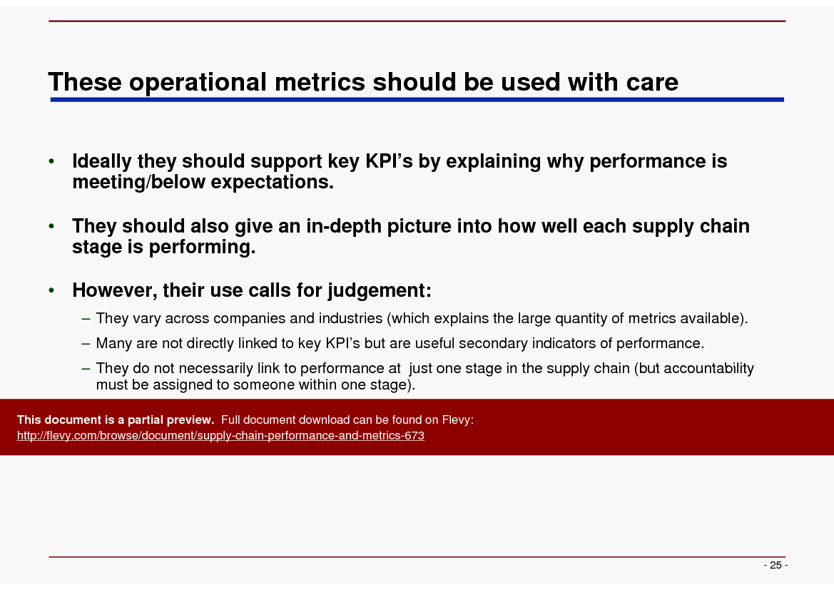Supply Chain Performance & Metrics (25-page PDF document) Preview Image