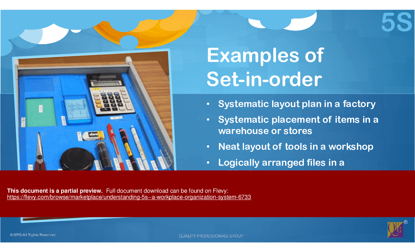 Understanding 5S - A Workplace Organization System (34-slide PowerPoint presentation (PPTX)) Preview Image
