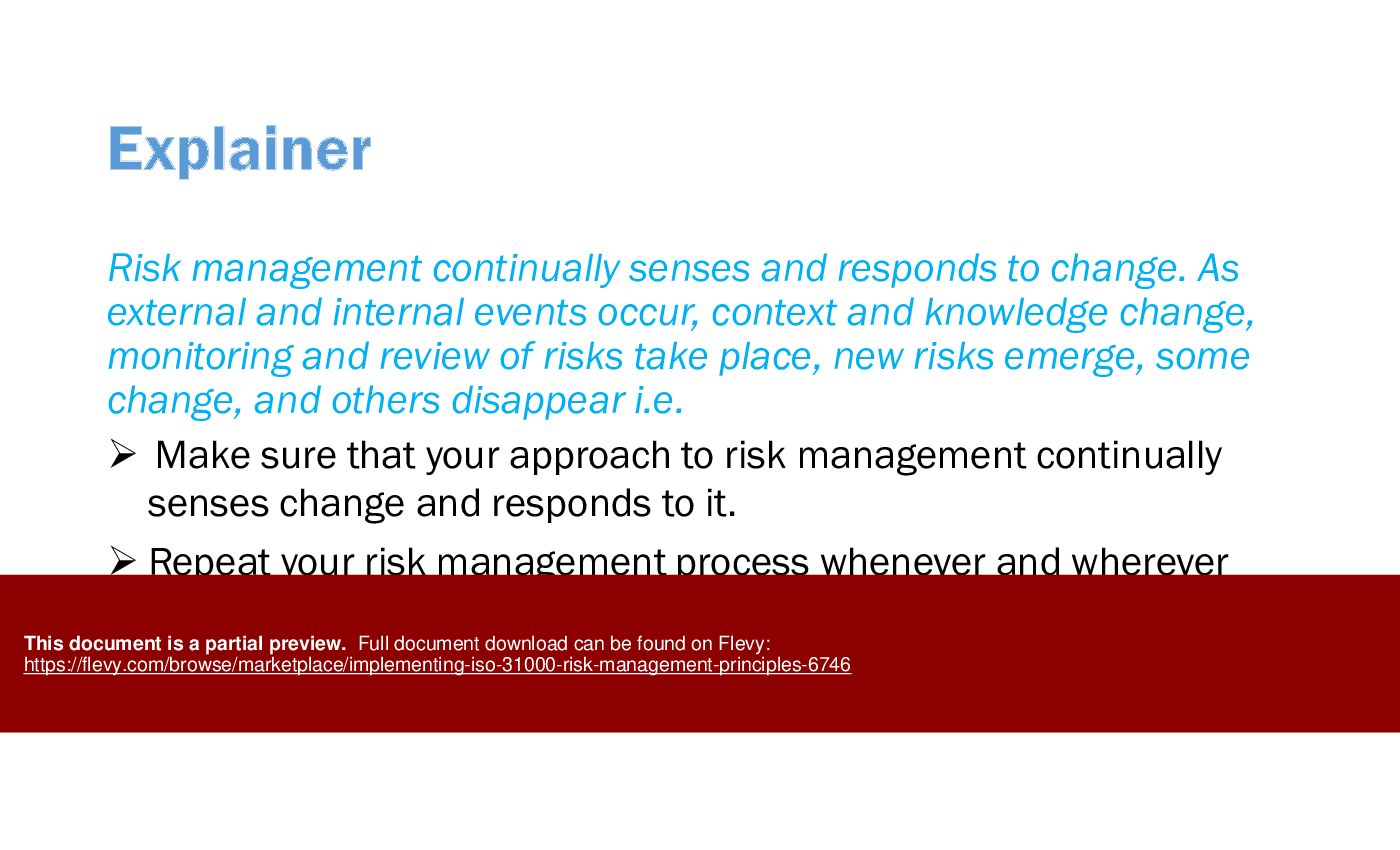 Implementing ISO 31000 Risk Management Principles (34-slide PPT PowerPoint presentation (PPTX)) Preview Image