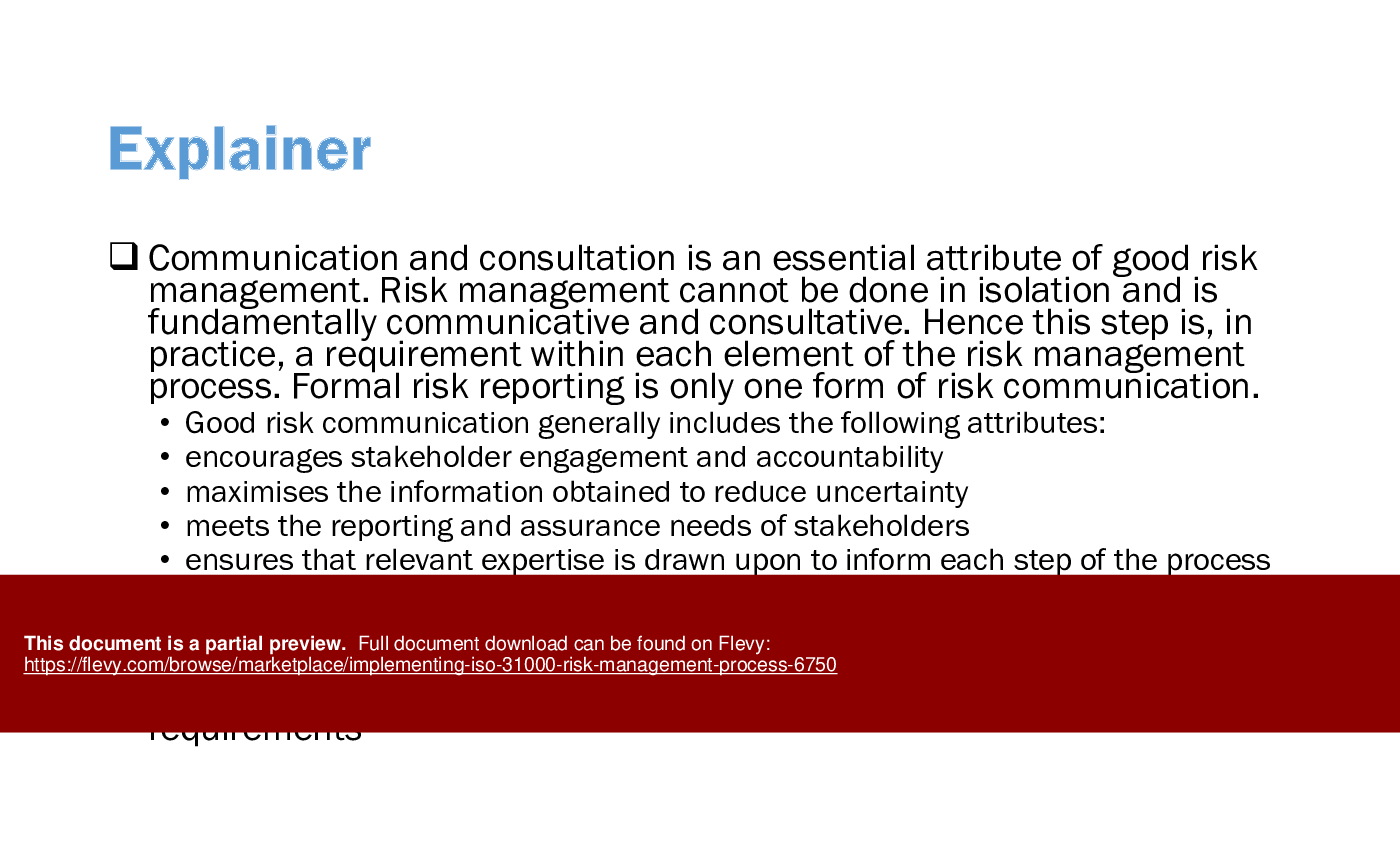 Implementing ISO 31000 Risk Management Process (46-slide PPT PowerPoint presentation (PPTX)) Preview Image