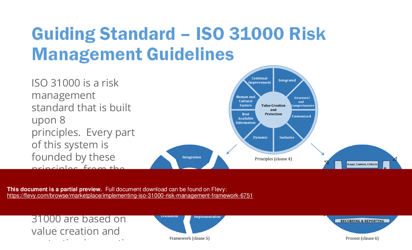 This is a partial preview of Implementing ISO 31000 Risk Management Framework (42-slide PowerPoint presentation (PPTX)). Full document is 42 slides. 