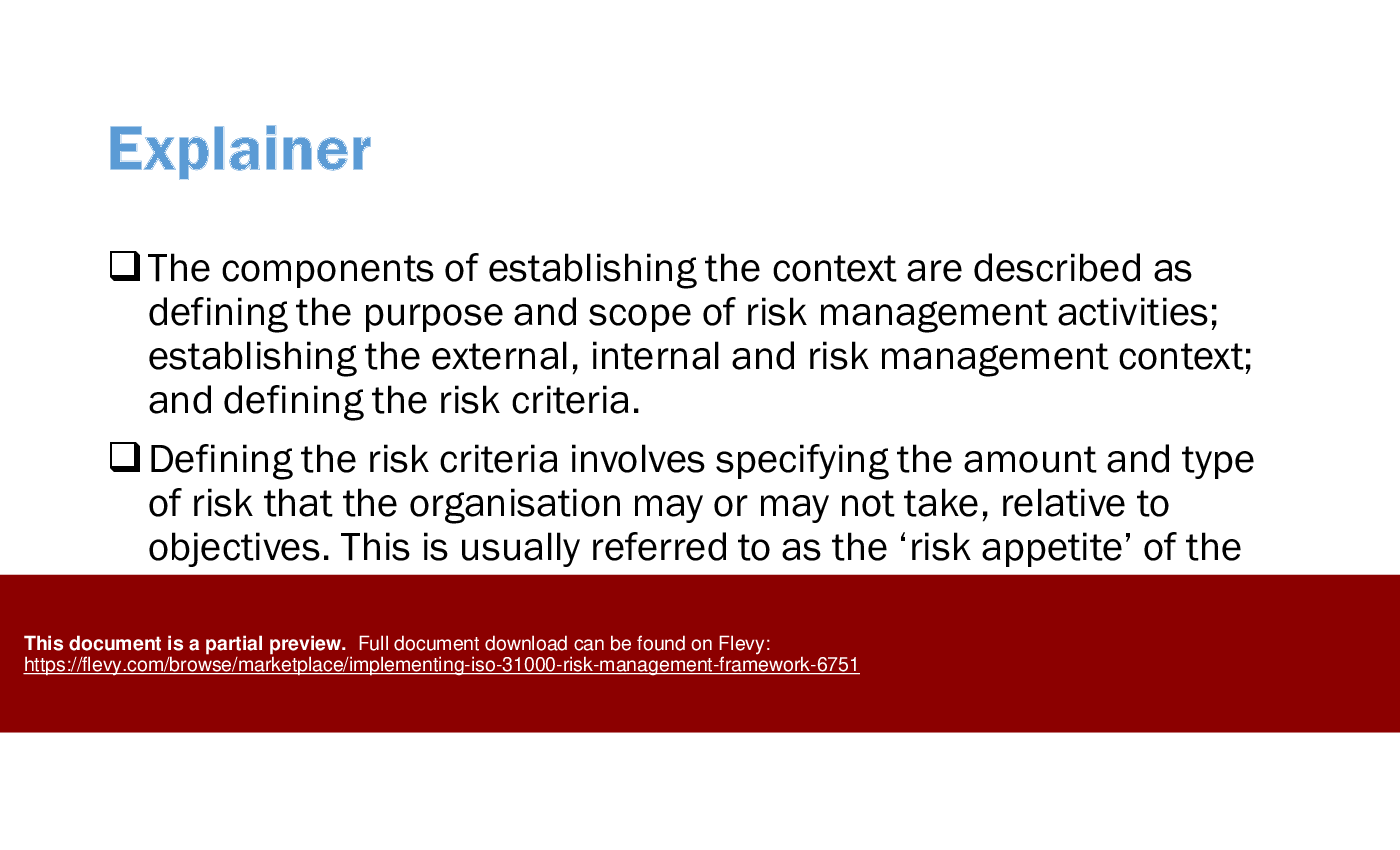Implementing ISO 31000 Risk Management Framework (42-slide PPT PowerPoint presentation (PPTX)) Preview Image