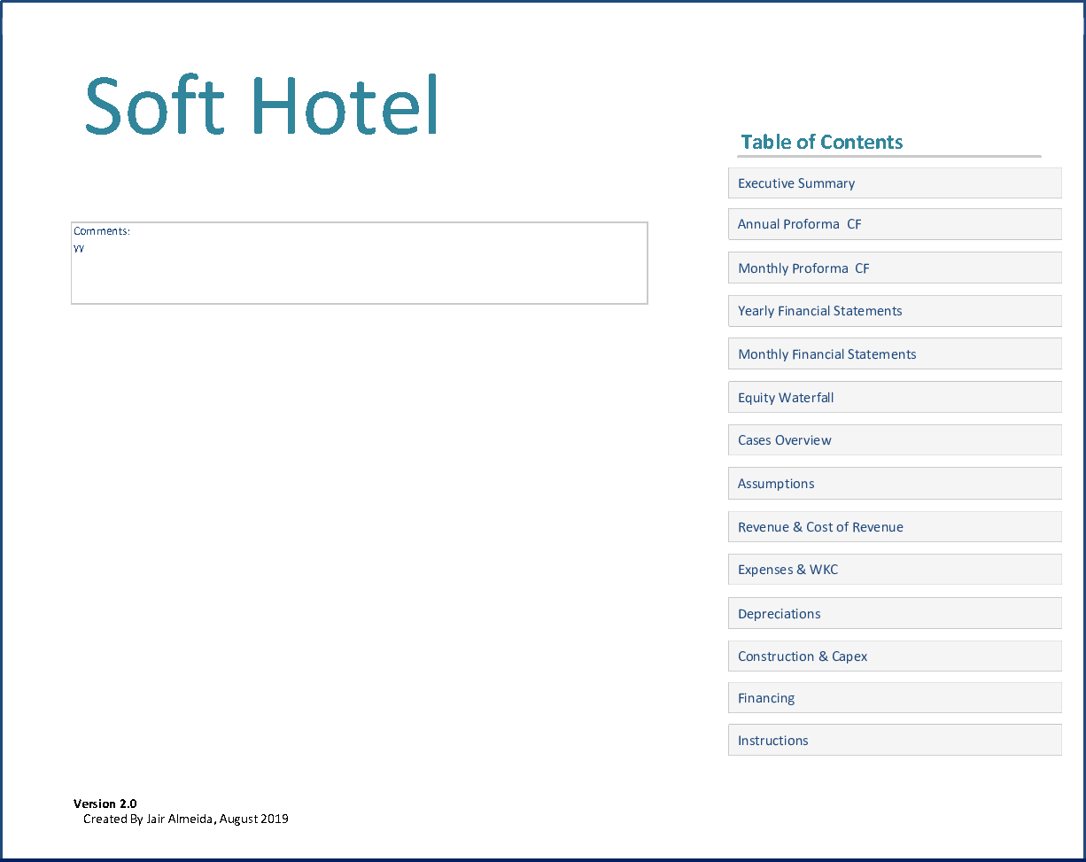 Hotel Valuation - Real Estate Development Model (Excel template (XLSM)) Preview Image