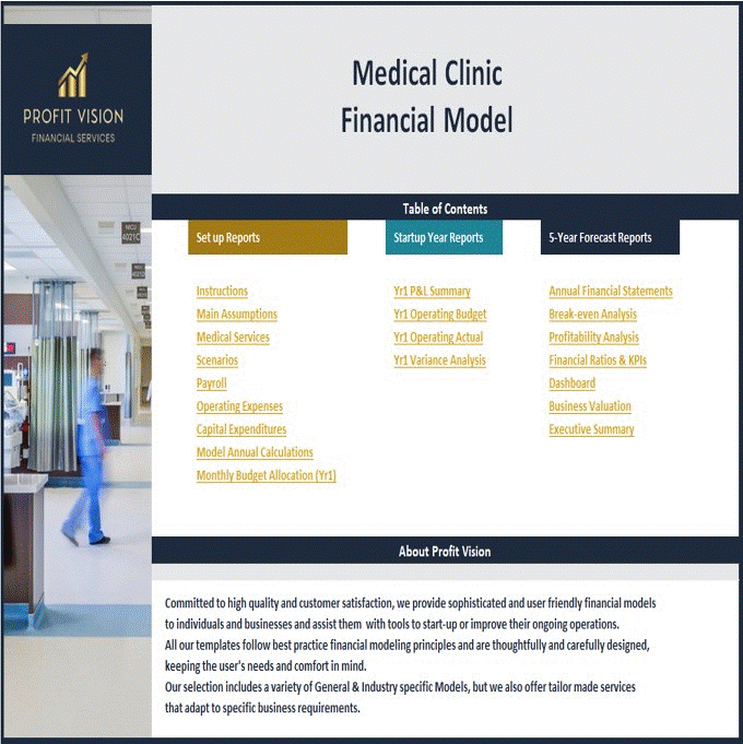 Medical Clinic Financial Model - 5 Year Forecast (Excel template (XLSX)) Preview Image