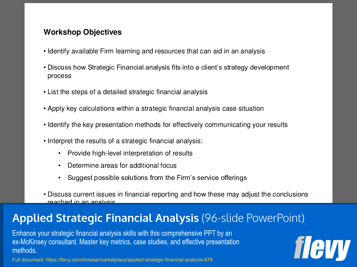 Applied Strategic Financial Analysis (96-slide PPT PowerPoint presentation (PPT)) Preview Image