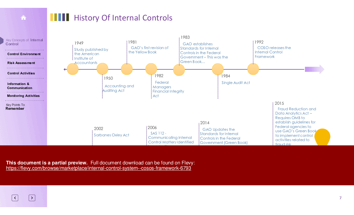 This is a partial preview of Internal Control System - COSO's Framework (72-slide PowerPoint presentation (PPTX)). Full document is 72 slides. 