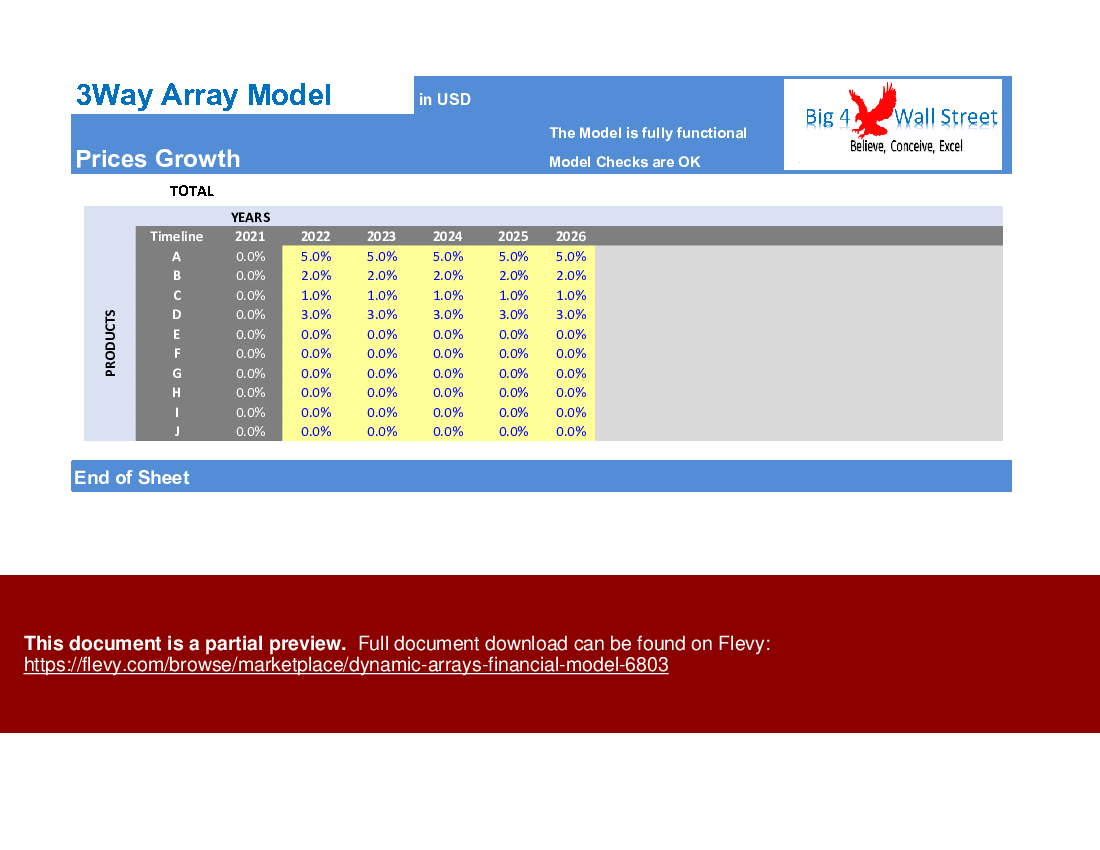 This is a partial preview of Dynamic Arrays Financial Model (Excel workbook (XLSX)). 
