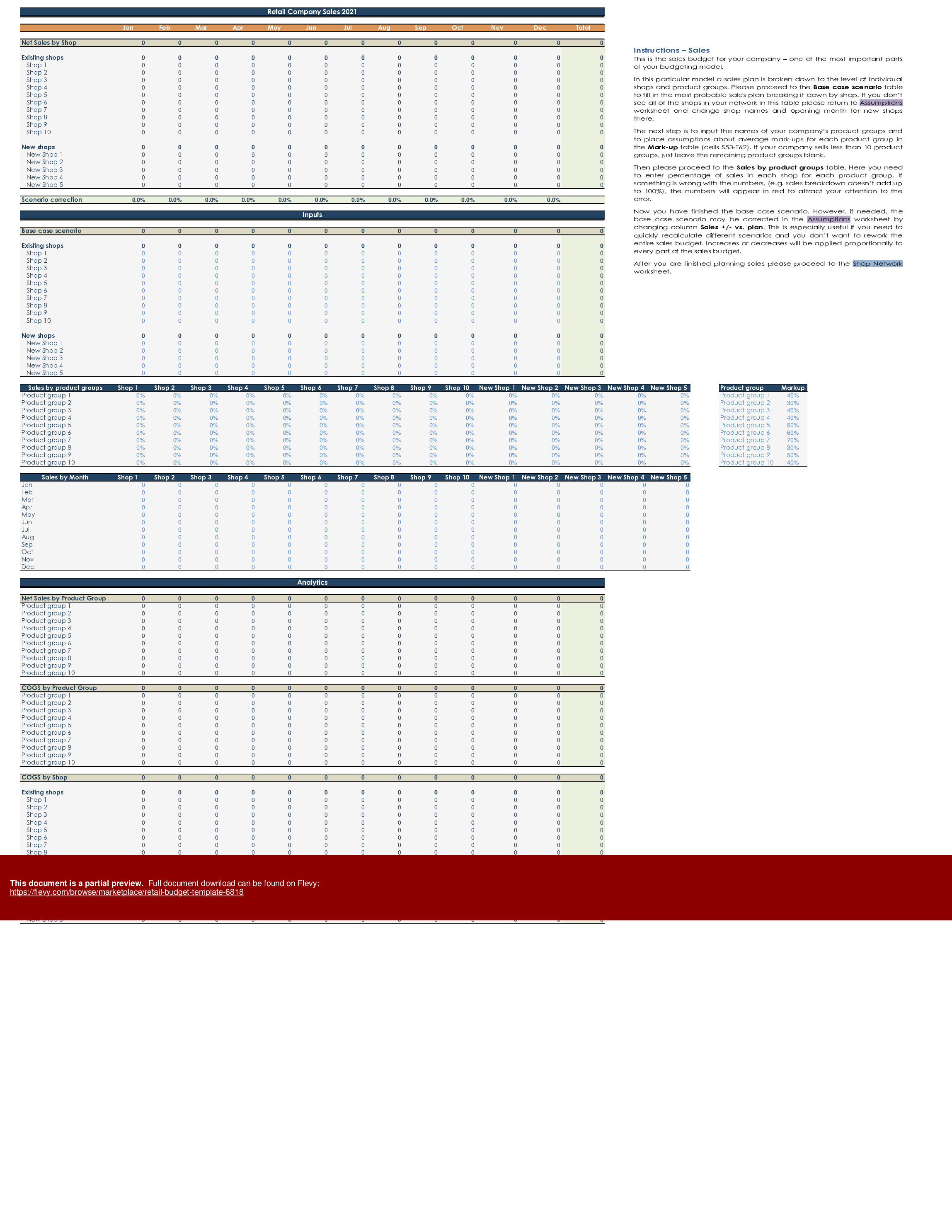 Retail Budget Template (Excel workbook (XLSX)) Preview Image