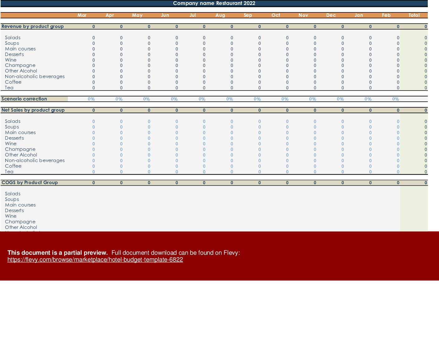 Hotel Budget Template (Excel template (XLSX)) Preview Image